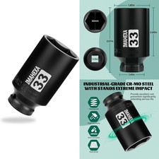12 Drive 33mm Metric Deep Impact Socket 6-point Cr-mo Steel Socket