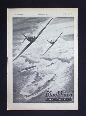 Original 1944 Anzeige Blackburn Flugzeugträger Flottenflieger Marine Luftfahrt