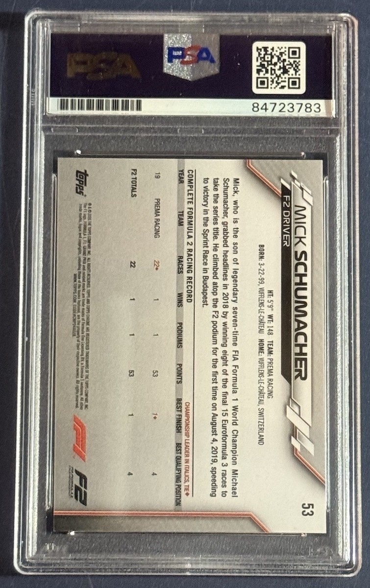 2020 Topps Chrome Formula 1 F1 Mick Schumacher Signed Auto