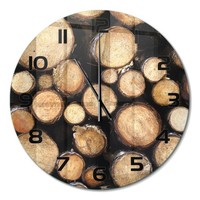 Runde Wanduhr Runde Glas-Wanduhr Aus Glas BaumstäMme Schwarze Zeiger Fi60 Cm