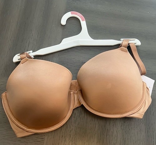 Auden Bra 34D smooth comfort wire Demi coverage bra cocoa dark beige NWT