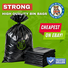 HEAVY DUTY BLACK THICK REFUSE SACKS RUBBISH BAGS BIN LINERS UK MADE