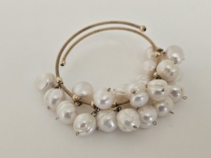 Authentic Gold Plated Genuine Pearls Wire Wrap Cha Cha Design Bracelet