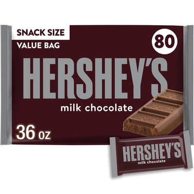 Hersheys Milk Chocolate Snack Size Bars 80 Pieces Bulk Value Bag Candy 36 oz