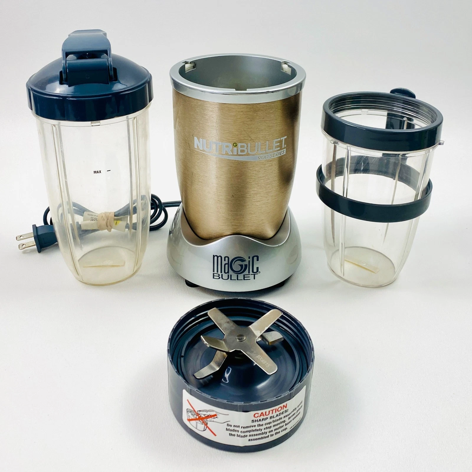 NutriBullet Pro 900 Series NB-201 Gold Blender w/ Cups Blade Lid