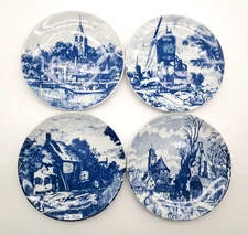Vintage 4 Seasons Delfts Blauw 9" Ceramic Wall Plates Delft Blue & White Plate