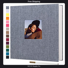 self adhesive photo album 40 pages linen cover gray 11x10.6 inches