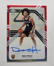 DYLAN HARPER 2025-26 TOPPS CHROME RED REFRACTOR ROOKIE AUTO 5/5 SPURS