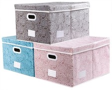 Jumbo Collapsible Storage Cubes with Lids Fabric Decorative Storage Bins Boxe...