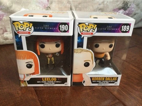 2 Funko POP! Movies The Fifth Element Korben Dallas #189 & Leeloo #190 Vaulted
