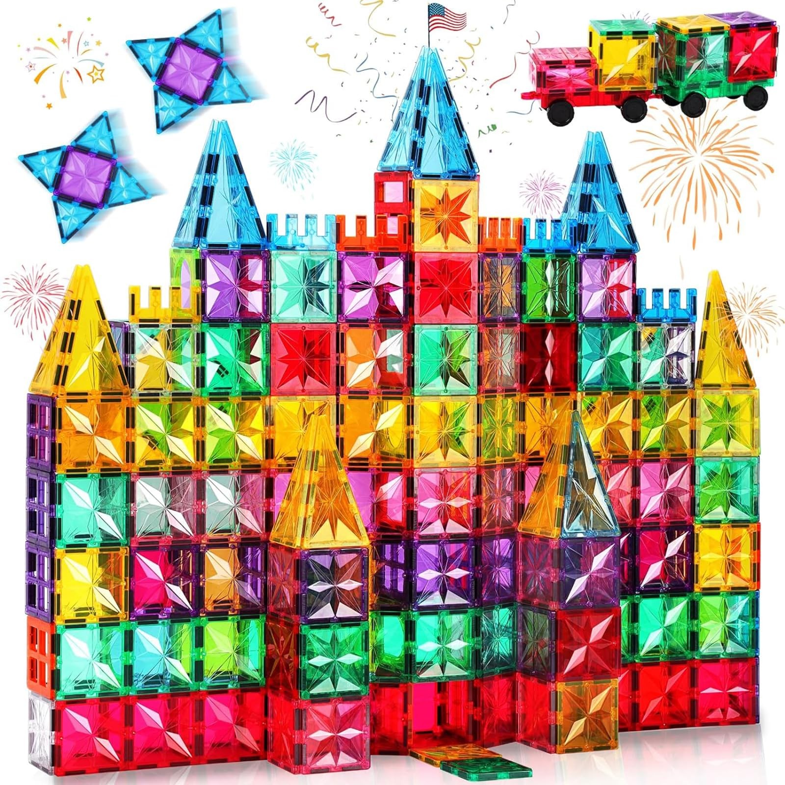 100PCS Magnetic Building Blocks for Kids Ages 3-8 - STEM Educational Construction Toy with Star Tiles