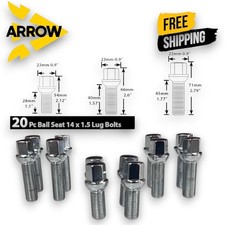 20x Chrome M14x1.5 Ball Seat Lug Bolt 284045mm Shank Fit Mercedes Stock Wheel