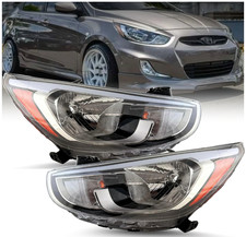 For 2015-2017 Hyundai Accent Halogen Headlights Headlamps Pair Set Left+Right