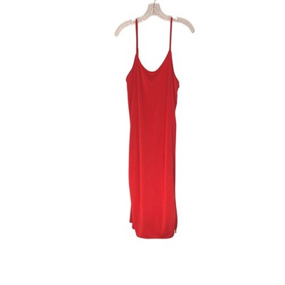 Something Navy Slinky Midi Dress Plus Red Orange Sleeveless Stretch Basic XXL