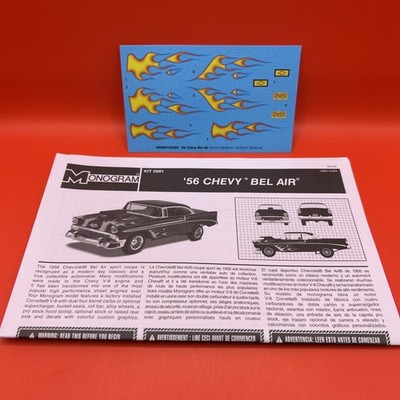 1956 Chevy Bel Air Monogram Instructions And Flame Decals Model Parts 1:24 New 4