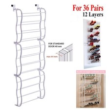 36 Pairs Over-The-Door Shoe Rack Wall Hanging 12 Layers Closet Organizer Storage