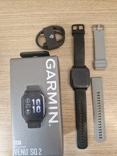 Garmin Venu Sq 2 Music GPS Smartwatch 40mm Black Metal Case, Black Silicone Band