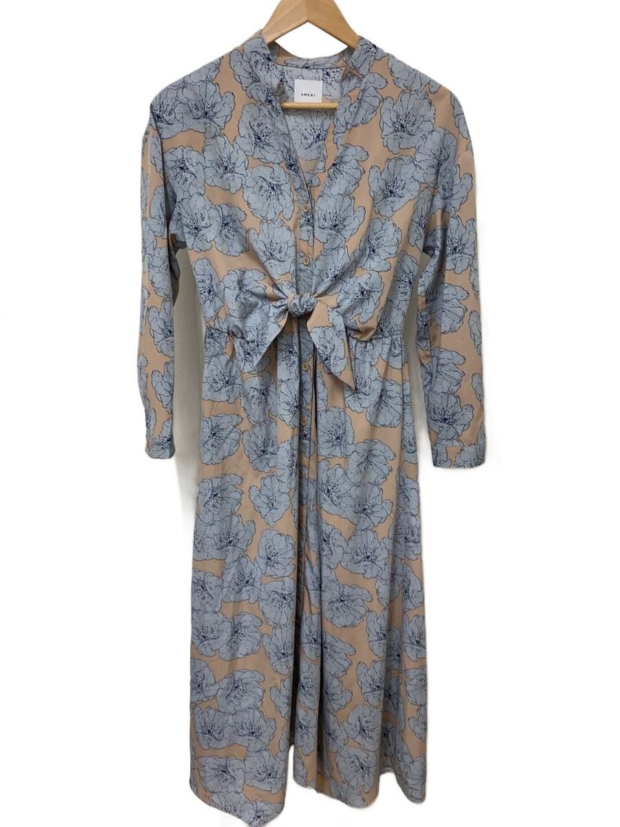 AMERI Long Sleeve Dress Polyester BEG Floral 0291… - image 1