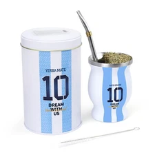 Premium Yerba Mate Gourd Set - Includes Argentina Captain No.10 Mate Cup and ...