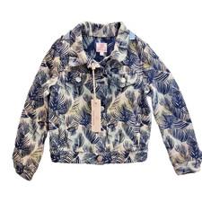 Mauro Grifoni Polyester Tropical Green Leaves Kids Denim Jacket Size 6
