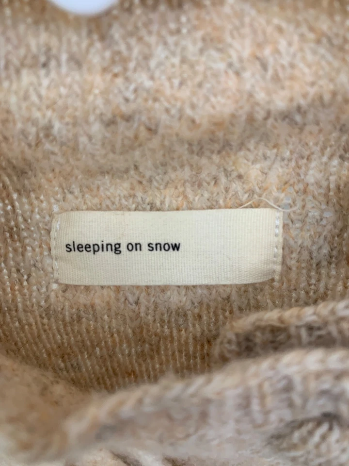 Anthropologie Sleeping On Snow 米色羊毛开衫花卉贴花 XS RCC10703 — 第 4/4 张图片