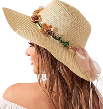 Beach Hat for Women, Wide Brim Sun Straw Hats for Women, Sun Hat Womens UPF 50