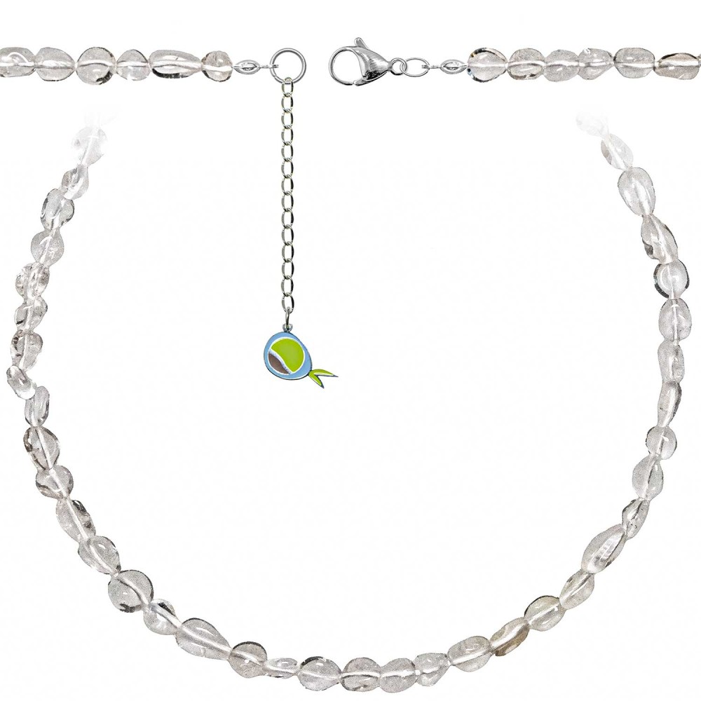 Collier en cristal de roche de 90 cm avec perles roulées