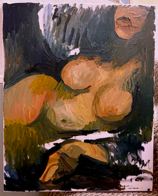 #ad French Cubism Boudoir Interior Oil Painting Original Signed Woman 16x20 Canvas $120.00