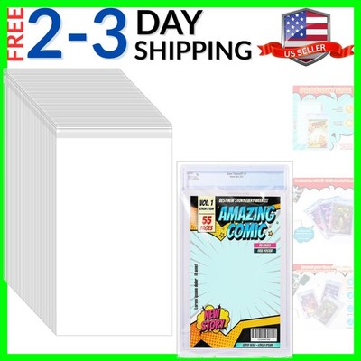 50 Pcs Resealable Graded Comic Book Bags,Clear Plastic Comic Sleeves for CGC ...