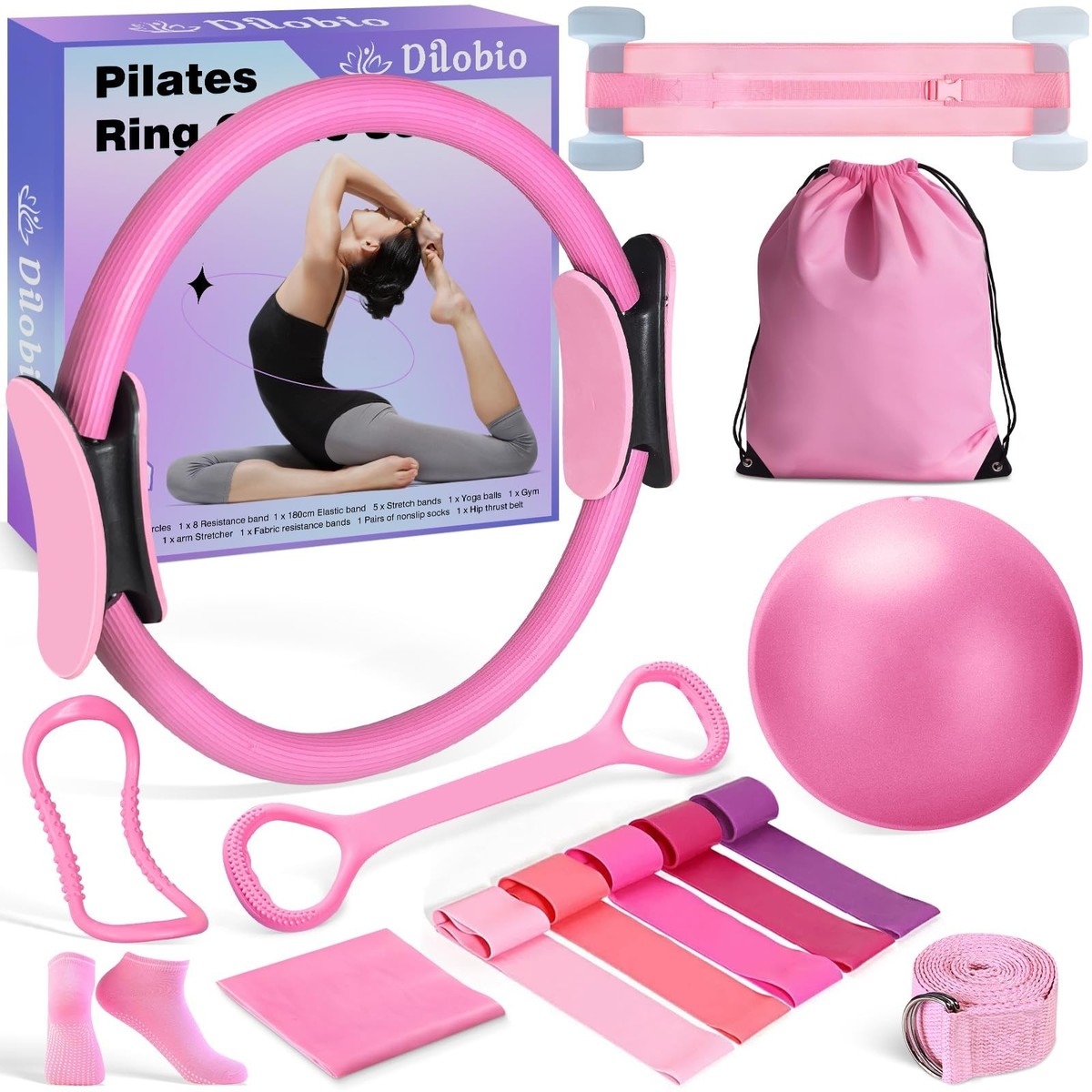 Pilates Ring Essentials Kit for Women, Workout Equipment Set for