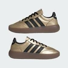 NUEVO CON ETIQUETAS Adidas Para Mujer Barreda Decode Lux Metálico Dorado/Negro Tenis Informales 8.5
