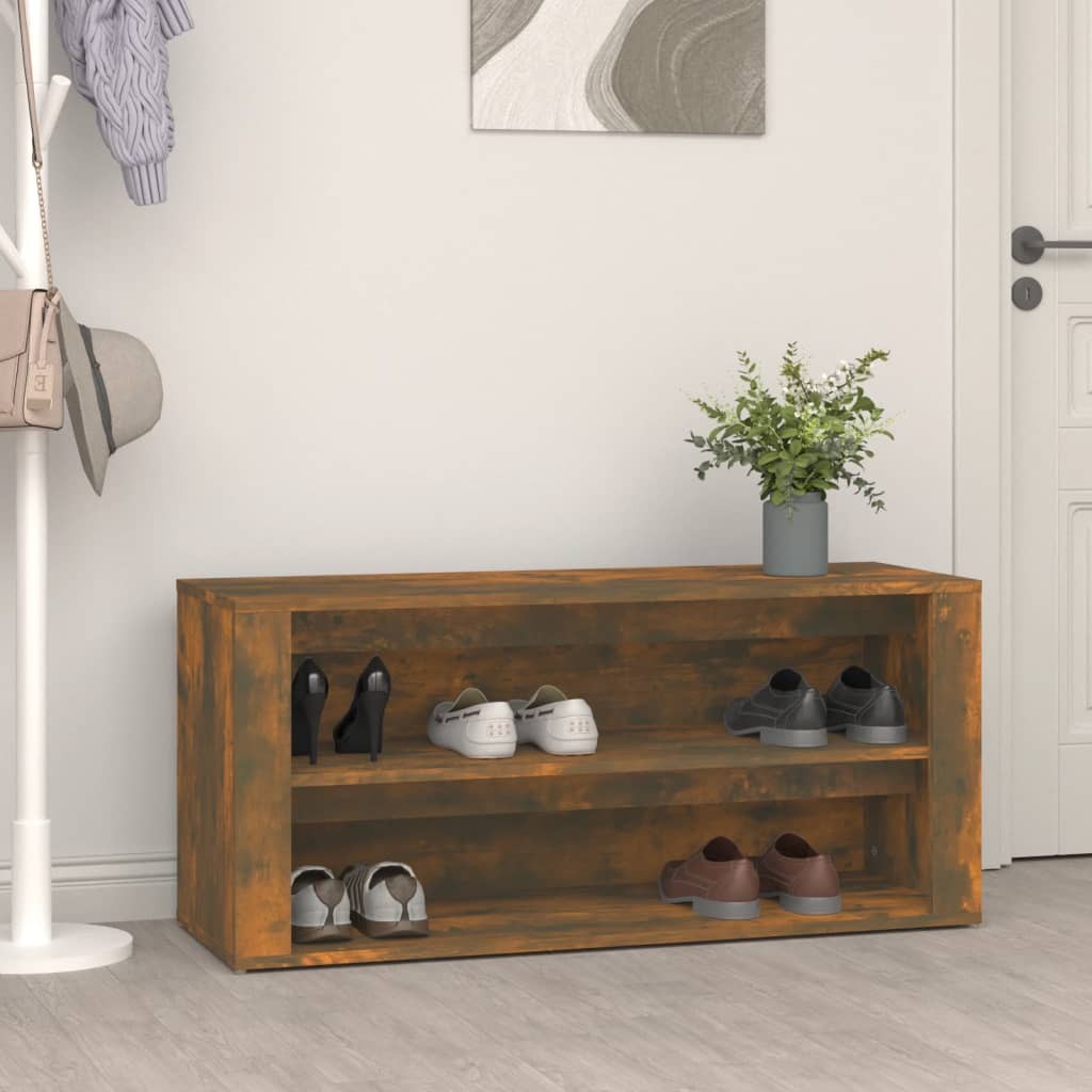 Mobile Scarpiera 100 cm Rovere Fumo - Panca Contenitore Design Moderno