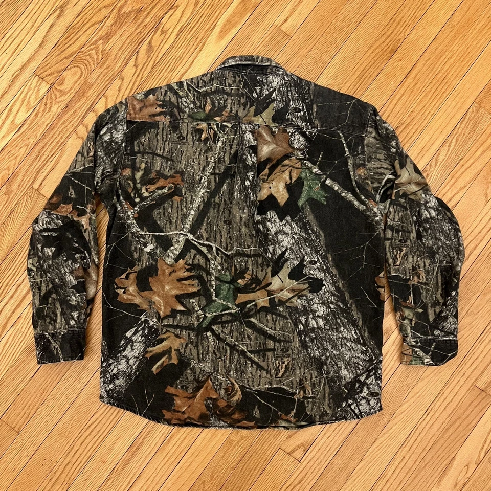 Vintage Mossy Oak Camo Shirt Men L Button Up Chamois Forest Hunting Outdoors - Image 4 of 4