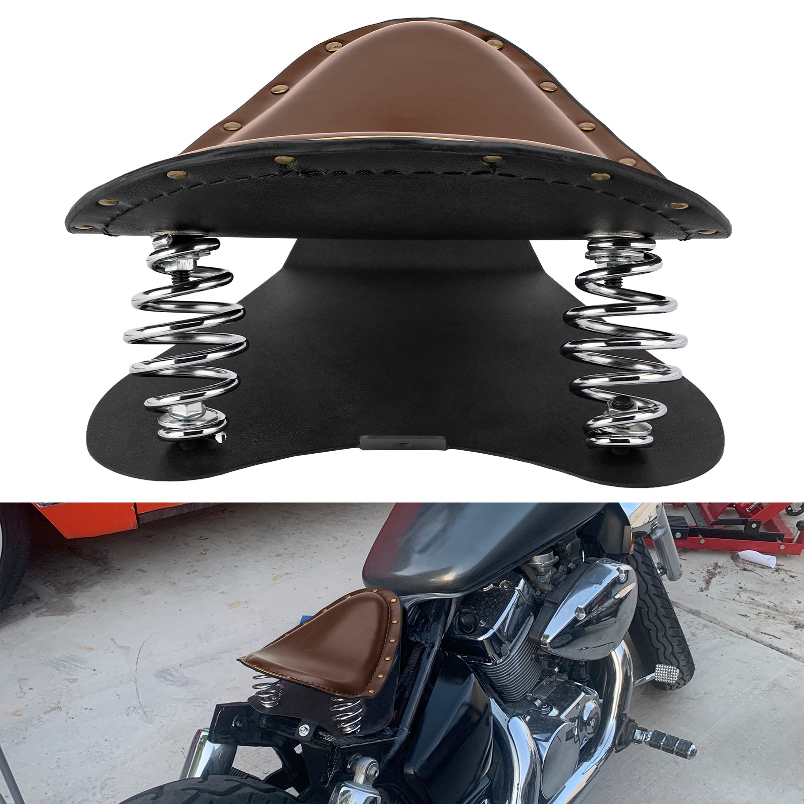 Motorcycle Solo Seat w/Spring Saddle Base For Harley Sportster Bobber ...