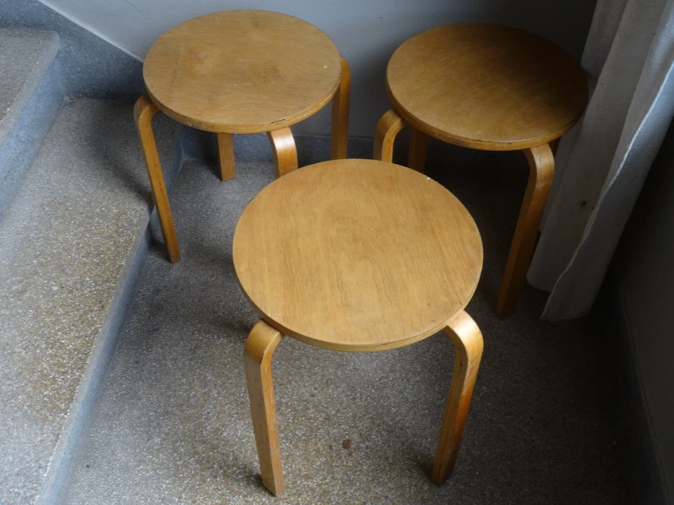 Hocker Design stapelbar Birke Schichtholz Vierbein 450mm/350mm - Bild 3 von 4