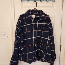 Goodfellow Blue Plaid Mens Button Up Heavy Weight Flannel Size XXL JJ975