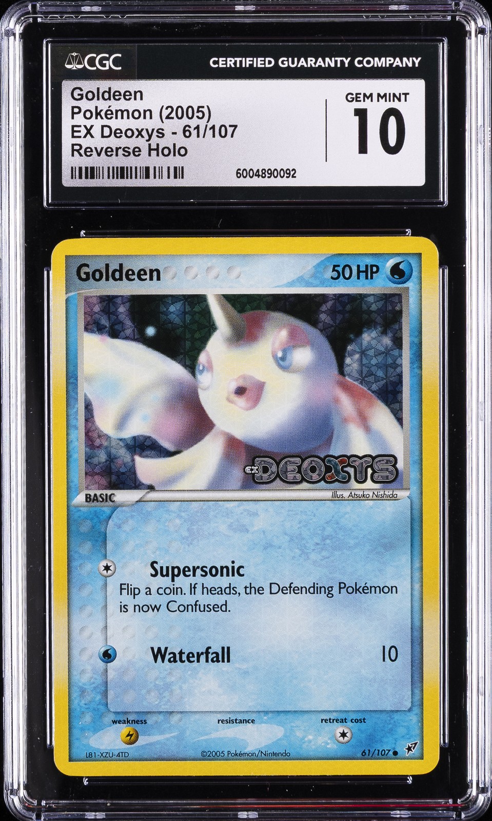 2005 POKEMON EX DEOXYS, REVERSE HOLO #61/107 GOLDEEN CGC 10 GEM MINT