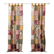 Greenland Home Antique Chic Authentic Patchwork Curtain Panel Set 84 X 84 Inches
