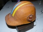VINTAGE BELL TELEPHONE HARD BOILED HARD HAT Wood Sculpture Stand ONE OF A KIND — photo 4
