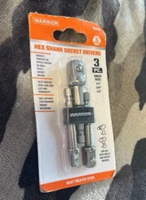 WARRIOR Hex Shank Socket Driver Set – 3 Pc. – Item 68513 New Free Ship A11