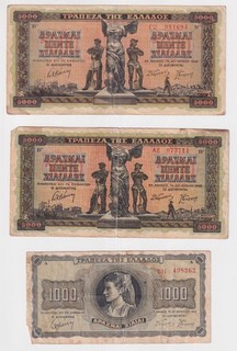 GRIECHENLAND 1000 5000 drachmen Lot 3x Papiergeld Banknotes