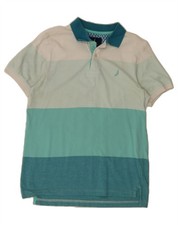 REGATTA Mens Polo Shirt Small Turquoise Colourblock Cotton CY68