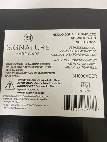 Signature Hardware 485530 Menlo Square Shower Drain with Flange - Aged Brass - Picture 4 of 5