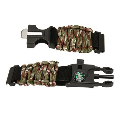 6 In 1 Paracord Bracelet Watch Band 22mm Buckle With Fire Starter Compass Wh DON