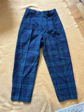 Vintage Giorgio Sant'Angelo Pants Womens 12 green black Tartan Plaid 100 wool