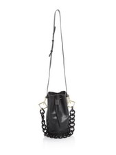 Tara Zadeh Women's Black Leather Bucket Bag Leather Adjustable Strap Bucket Bag