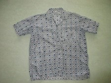 Vintage Nylon Hemd Kurzarm 50er Jahre Muster - bunt - Maße beachten