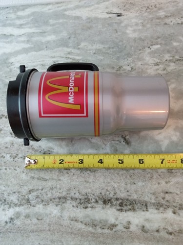 Vtg 1998 McDonald's Whirley Plastic Travel Mug Cup Silver Made in USA - Picture 9 of 9