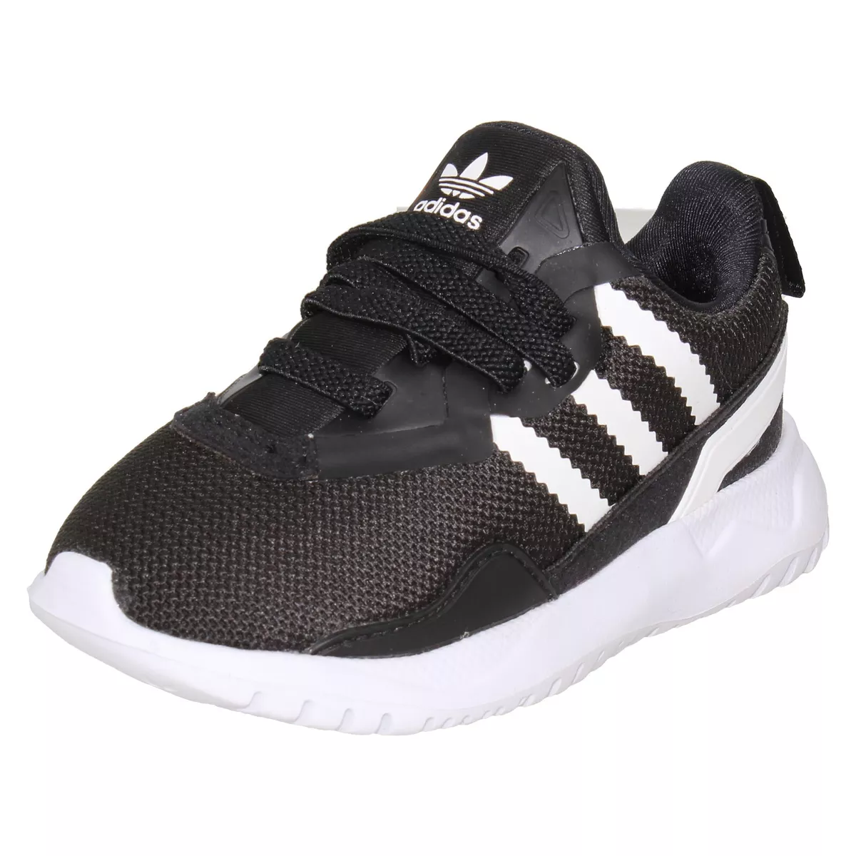 Niños Adidas sin Cordones Informal Running-Inspired Zapatillas Negras