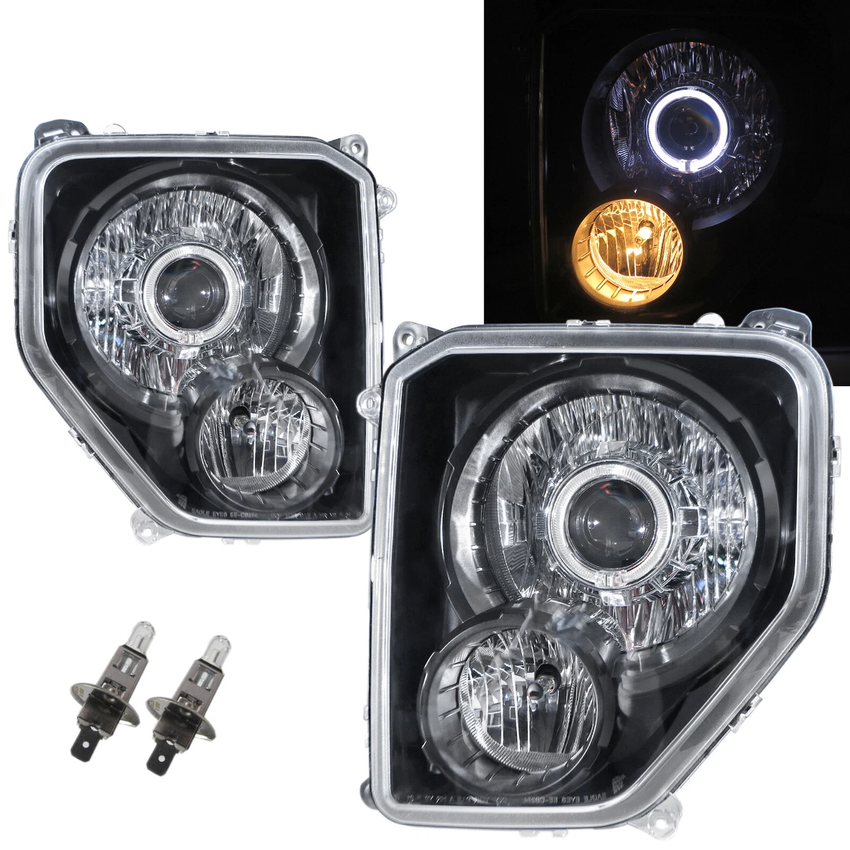 Fits JEEP Liberty KK MK2 08 12 Guide LED Angel Eye Halogen
